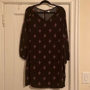 Black, tribal print cotton dress. Size large.